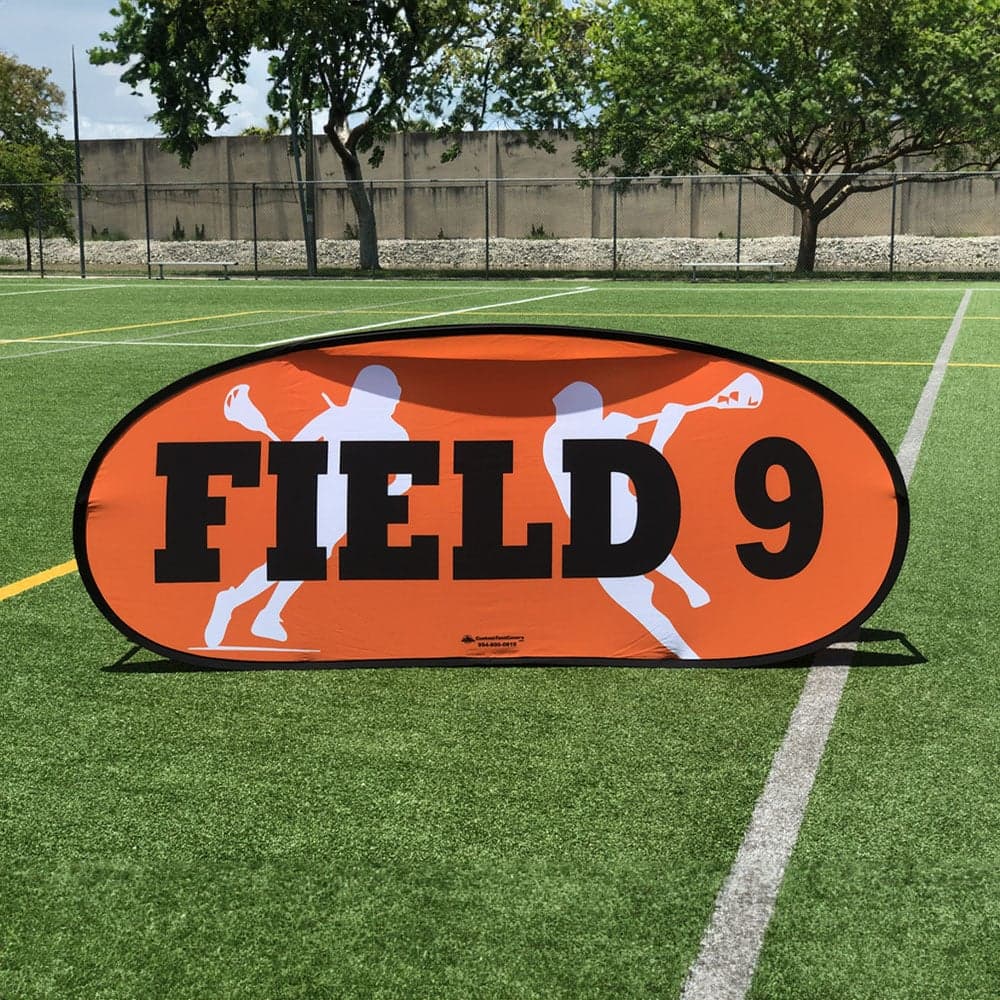 Pop-up display banner on a field
