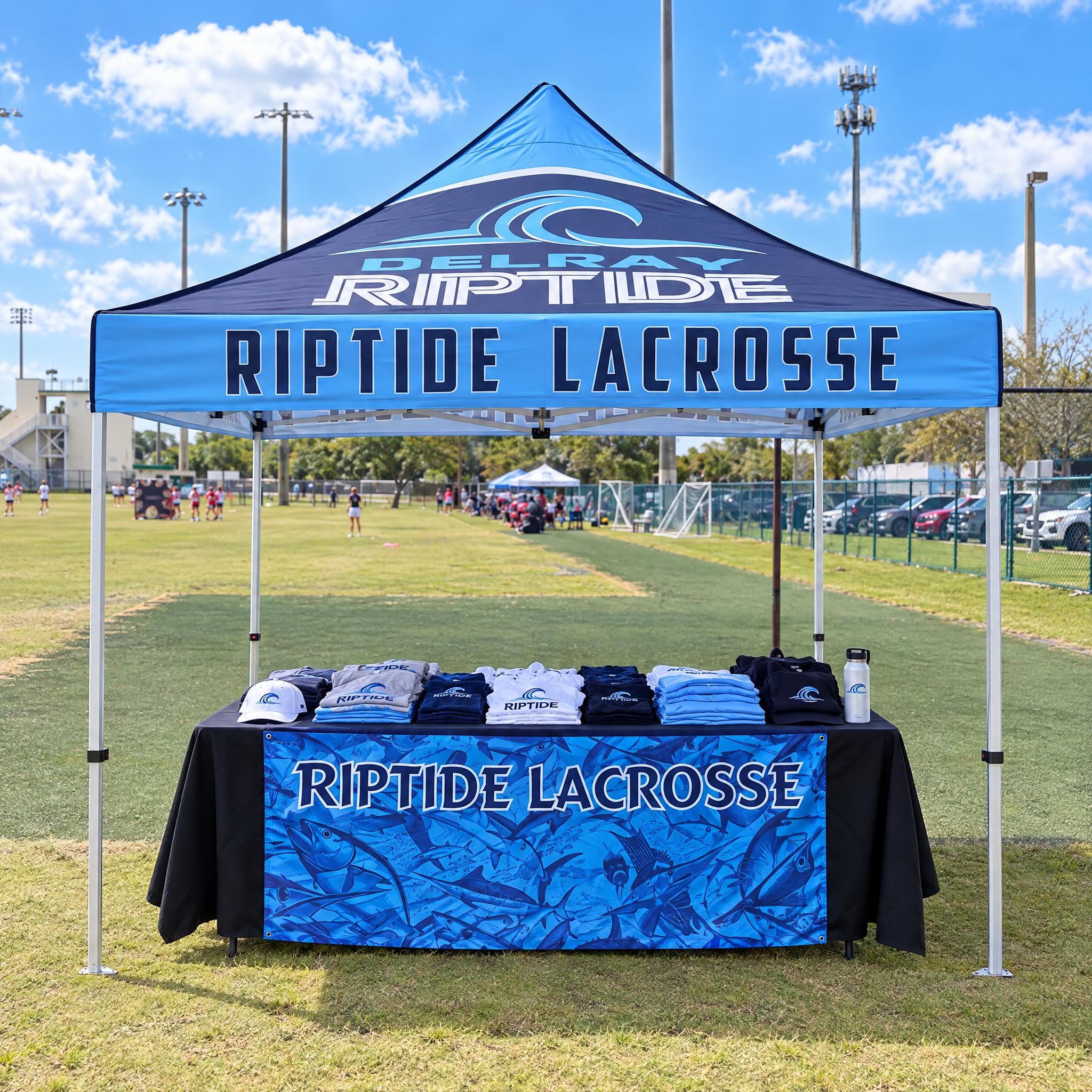 Delray Riptide Lacrosse 10x10 tent at a lacrosse field