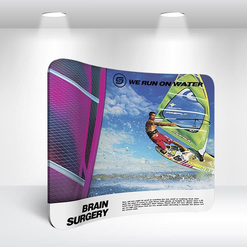 Curved tension fabric display