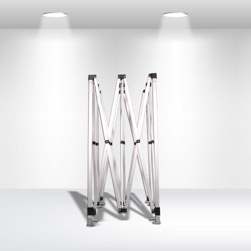 Hexagonal aluminum tent frame, partly opened