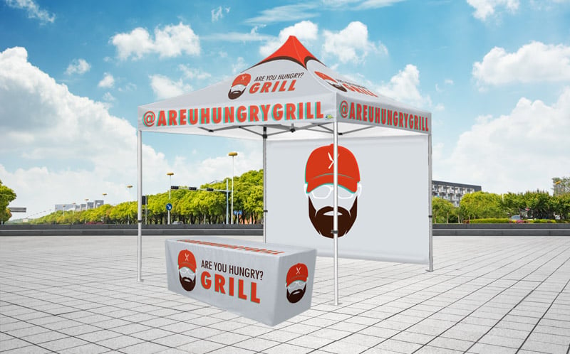Custom Tent Hungry Grill with Table Cover