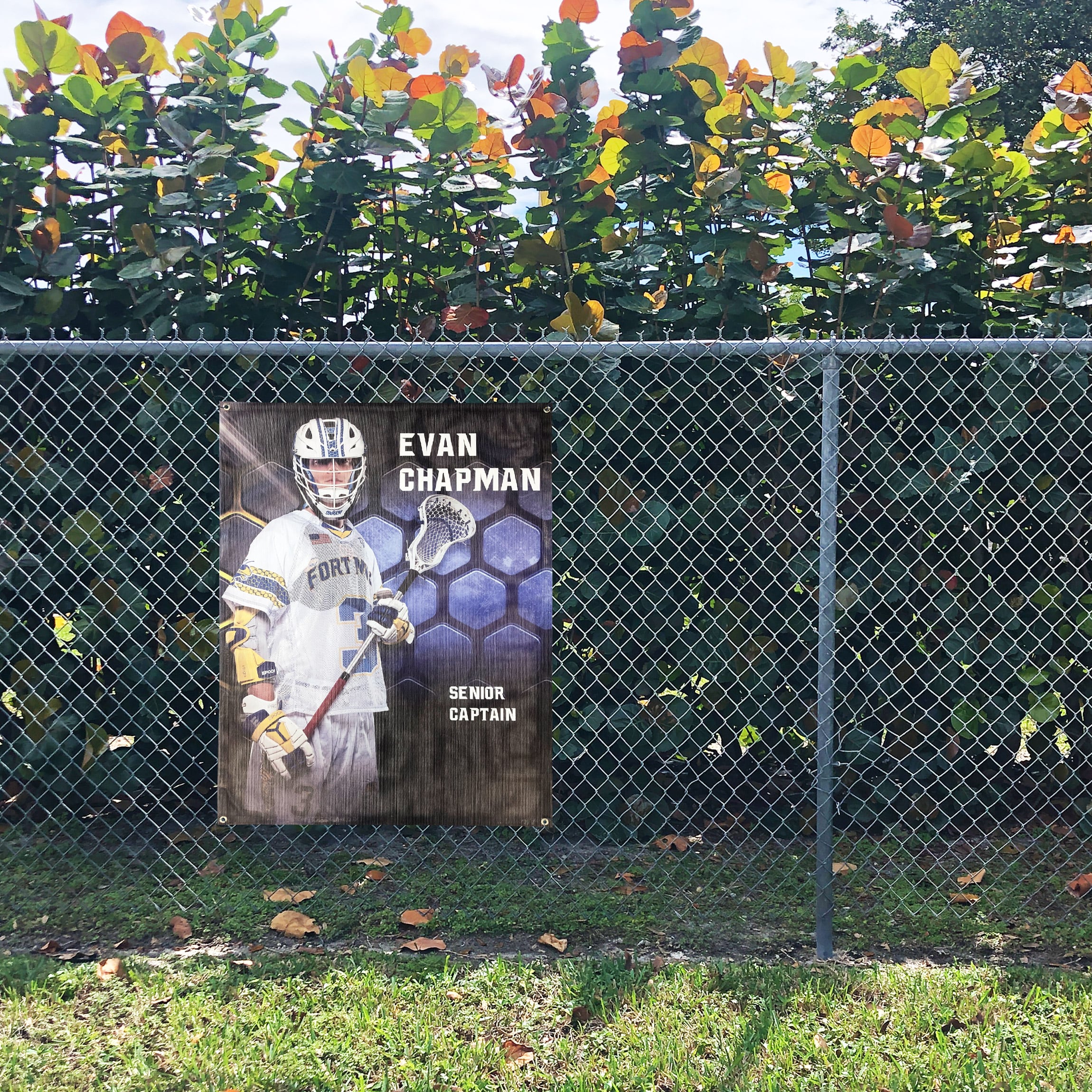 Senior Lacrosse Banner on fence
